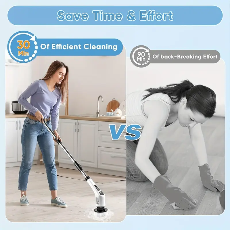 Wireless 9 in 1 Electric Spin Scrubber with 9 replaceable Brush Heads